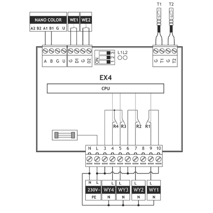 MODUŁ INTELIGENTNEGO OBIEKTU EX4 STEROWANY  CENTRALĄ CWPP350,  CWPP 420, CWPP 600 , CWPP800, A-180, A-300, A-250 CWK-450 CWK-600